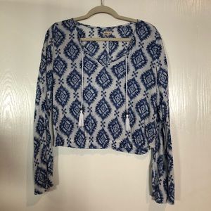 Blue Flowy Hollister crop top